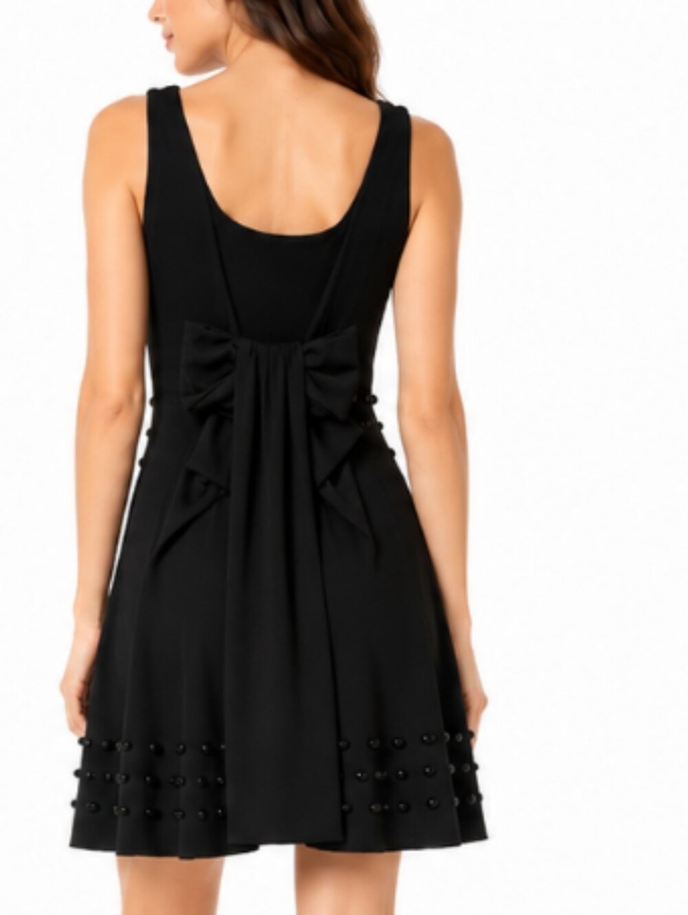 Joseph Ribkoff Black Embellished Fit & Flare Dress with Statement Bow Back S6